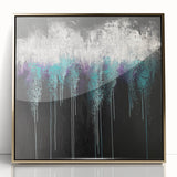Abstract Canvas Wall Art – Dripping Teal & Purple Moody Painting