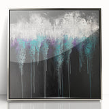 Abstract Canvas Wall Art – Dripping Teal & Purple Moody Painting
