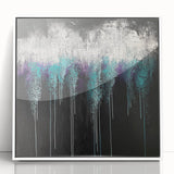 Abstract Canvas Wall Art – Dripping Teal & Purple Moody Painting