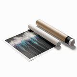 Abstract Canvas Wall Art – Dripping Teal & Purple Moody Painting