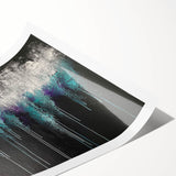 Abstract Canvas Wall Art – Dripping Teal & Purple Moody Painting