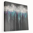Abstract Canvas Wall Art – Dripping Teal & Purple Moody Painting