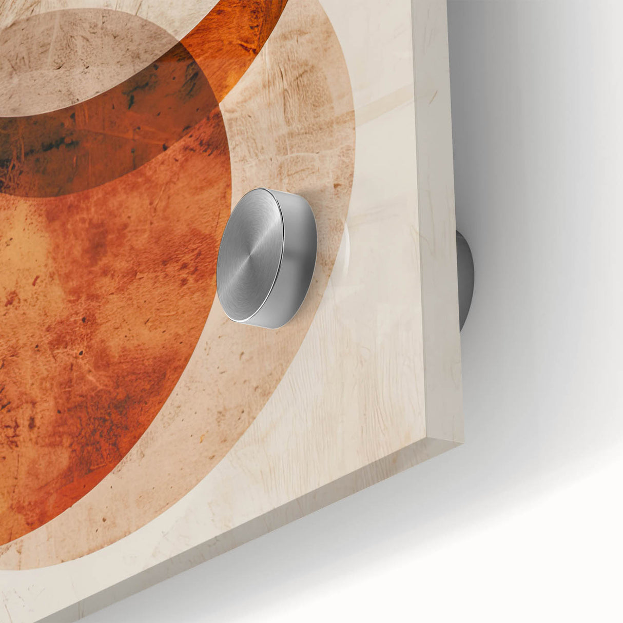 Abstract Wall Art – Burnt Orange & Beige Textured Geometric Canvas