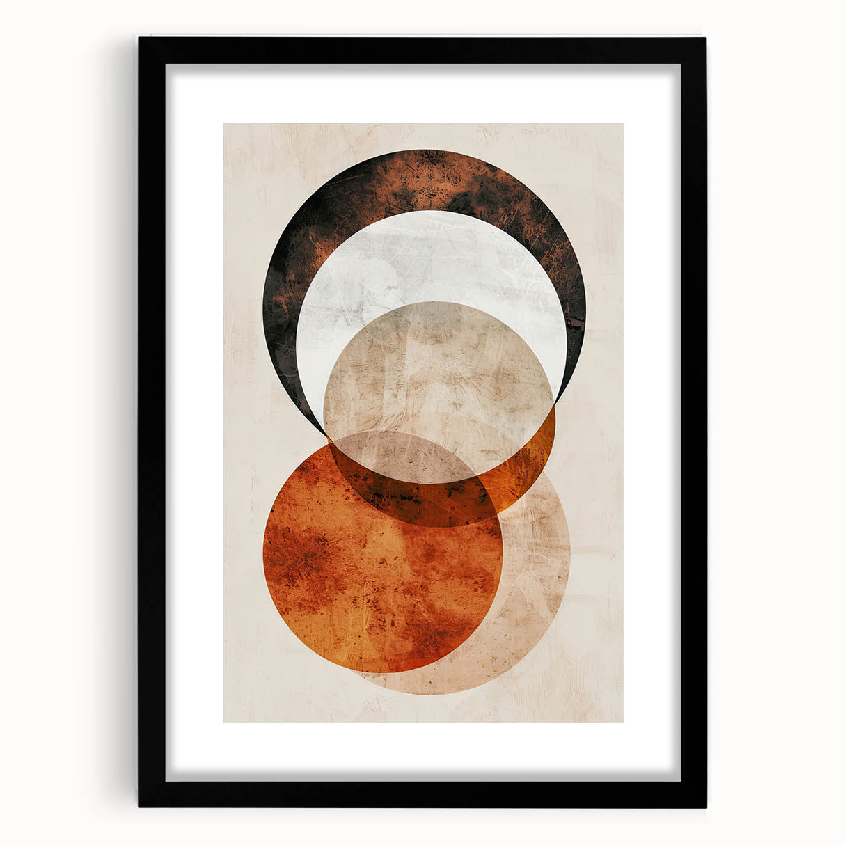 Abstract Wall Art – Burnt Orange & Beige Textured Geometric Canvas