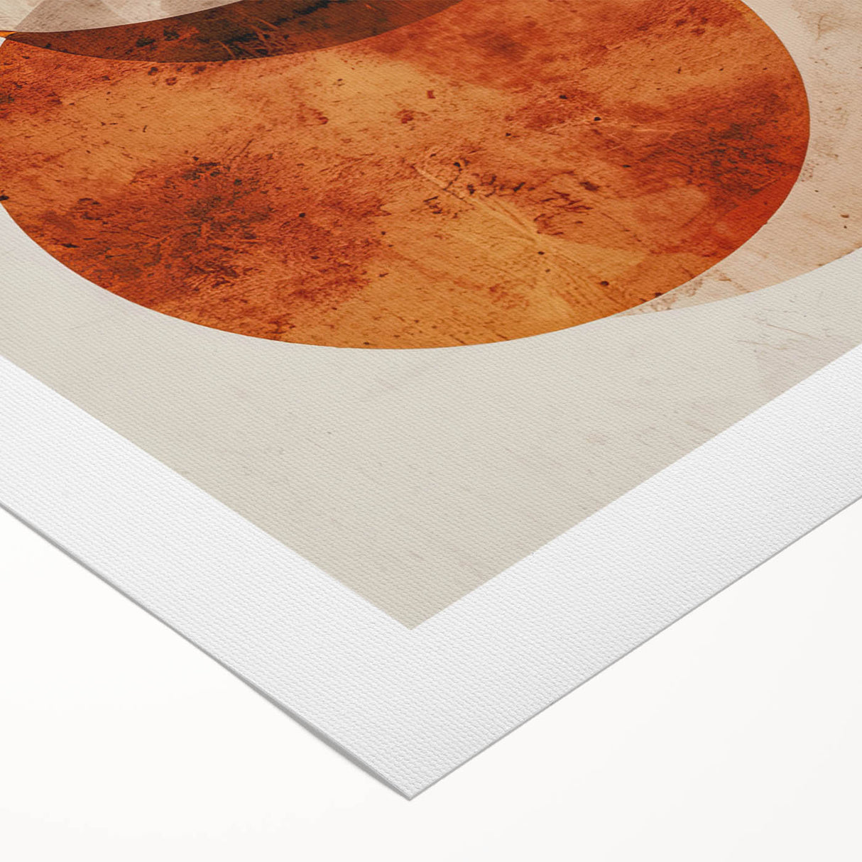 Abstract Wall Art – Burnt Orange & Beige Textured Geometric Canvas