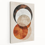 Abstract Wall Art – Burnt Orange & Beige Textured Geometric Canvas