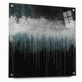 Modern Abstract Painting – Teal & White Dripping Canvas Wall Art