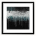 Modern Abstract Painting – Teal & White Dripping Canvas Wall Art