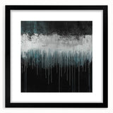 Modern Abstract Painting – Teal & White Dripping Canvas Wall Art