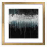 Modern Abstract Painting – Teal & White Dripping Canvas Wall Art