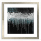 Modern Abstract Painting – Teal & White Dripping Canvas Wall Art