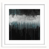 Modern Abstract Painting – Teal & White Dripping Canvas Wall Art