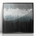 Modern Abstract Painting – Teal & White Dripping Canvas Wall Art