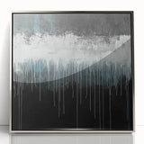 Modern Abstract Painting – Teal & White Dripping Canvas Wall Art