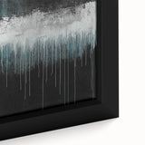 Modern Abstract Painting – Teal & White Dripping Canvas Wall Art