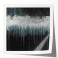 Modern Abstract Painting – Teal & White Dripping Canvas Wall Art