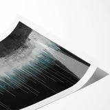 Modern Abstract Painting – Teal & White Dripping Canvas Wall Art