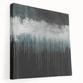 Modern Abstract Painting – Teal & White Dripping Canvas Wall Art