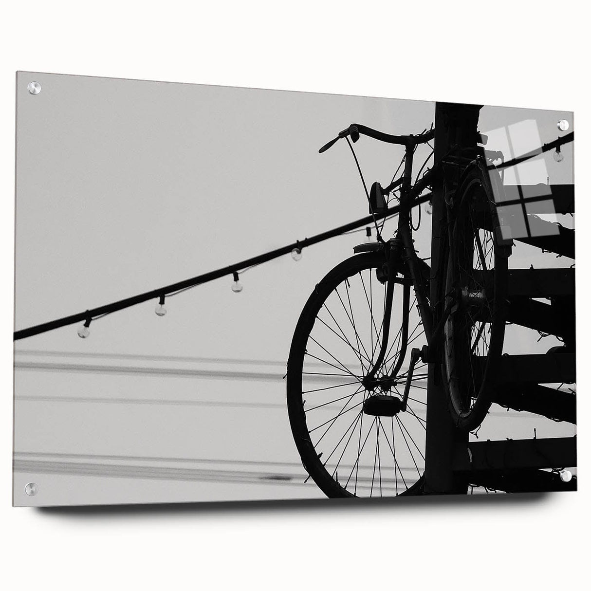 Modern Urban Landscape Art – Black and White Bicycle Scene
