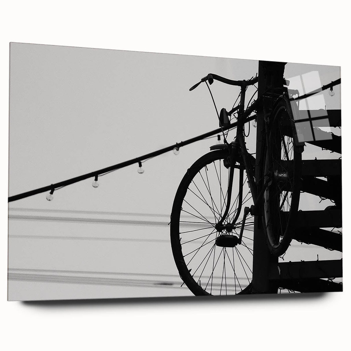 Modern Urban Landscape Art – Black and White Bicycle Scene