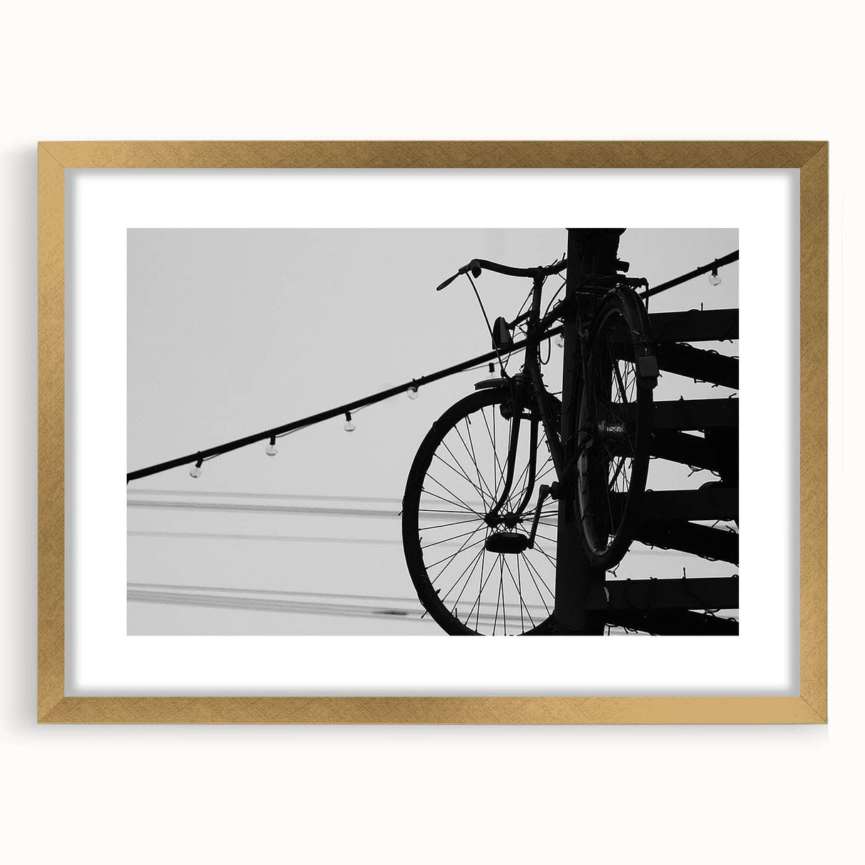 Modern Urban Landscape Art – Black and White Bicycle Scene