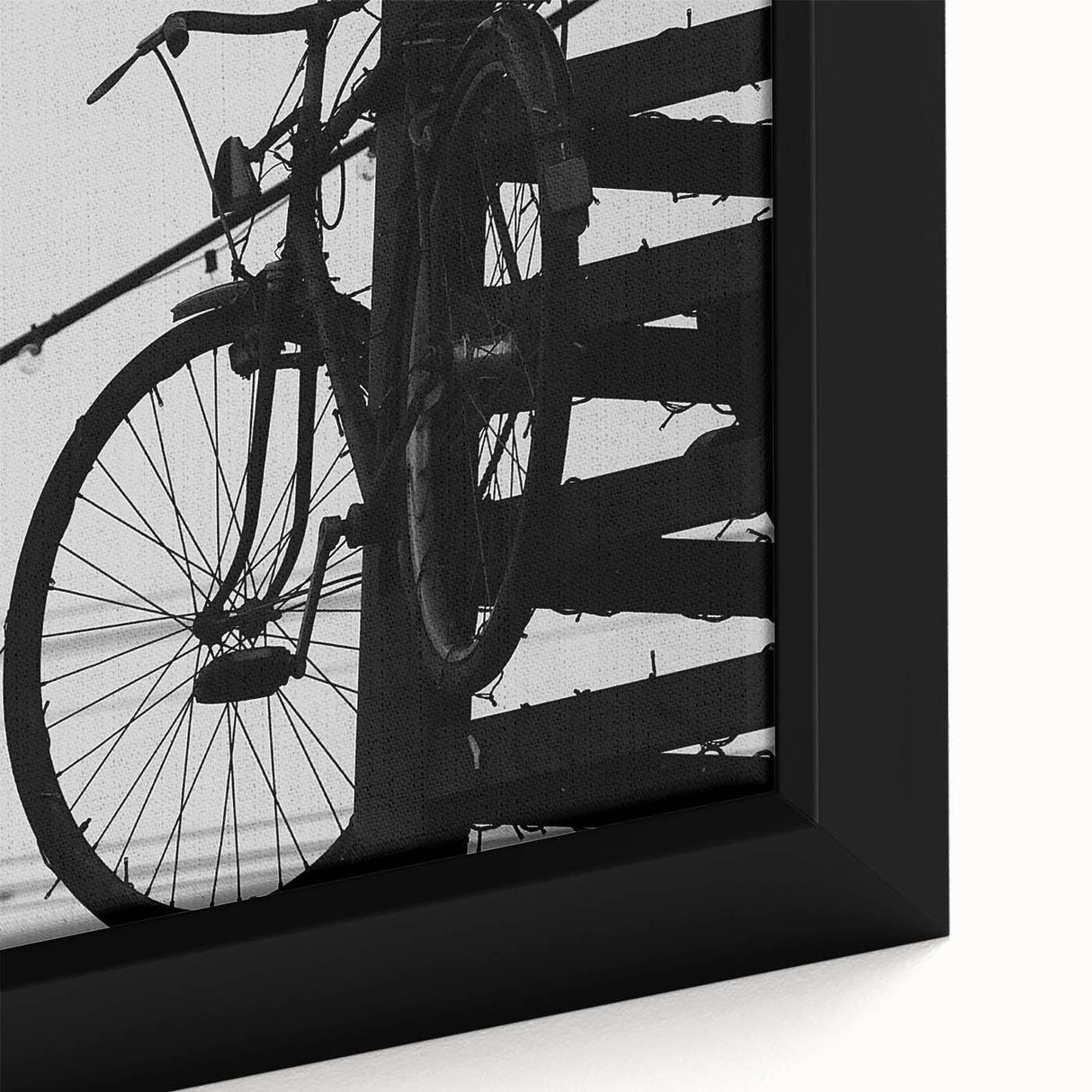 Modern Urban Landscape Art – Black and White Bicycle Scene