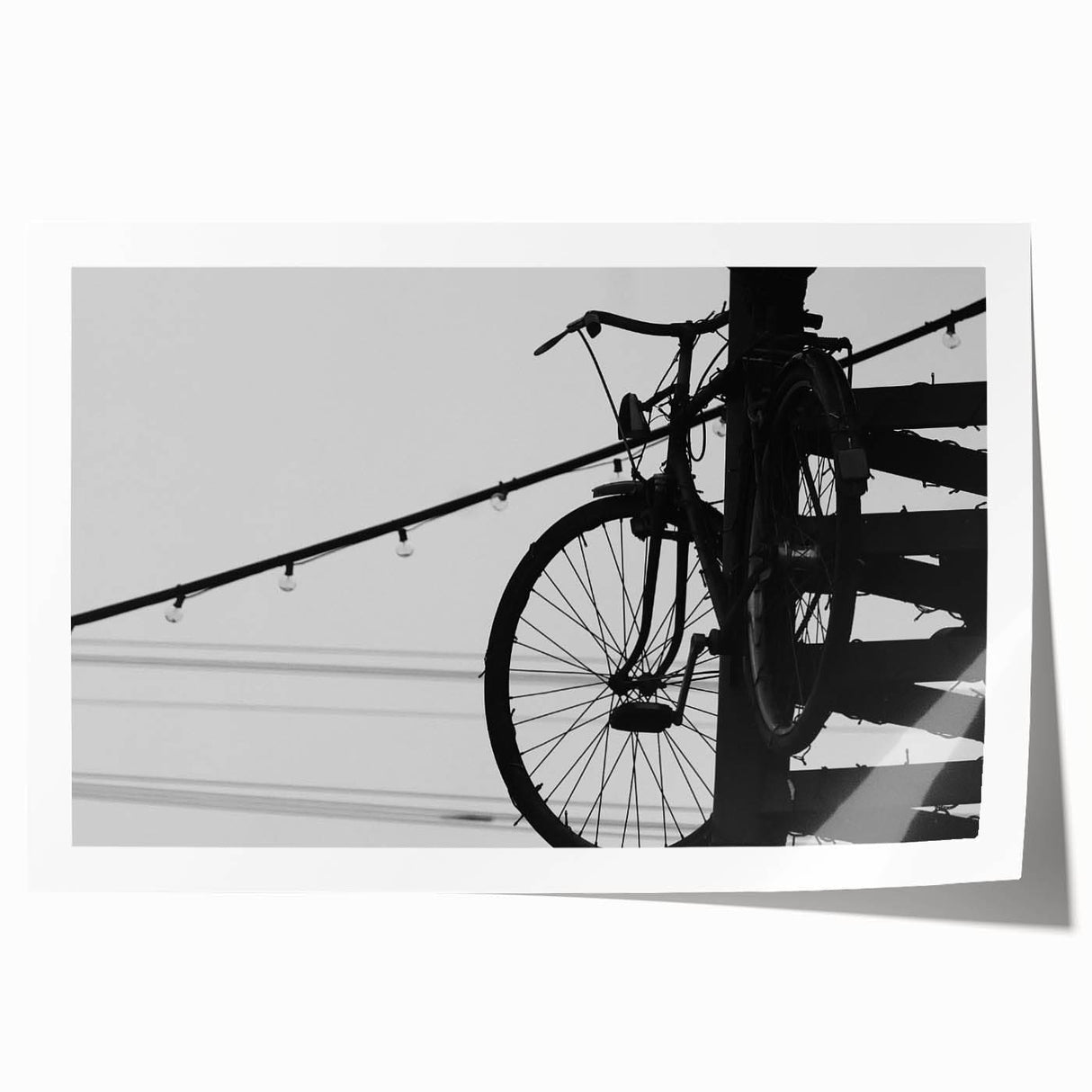Modern Urban Landscape Art – Black and White Bicycle Scene