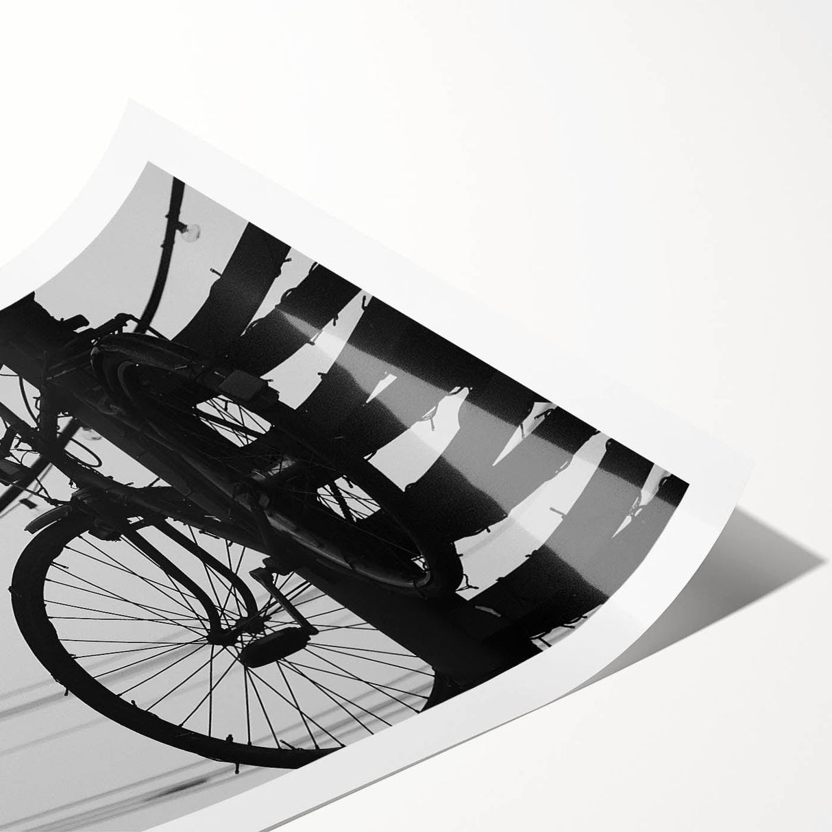 Modern Urban Landscape Art – Black and White Bicycle Scene