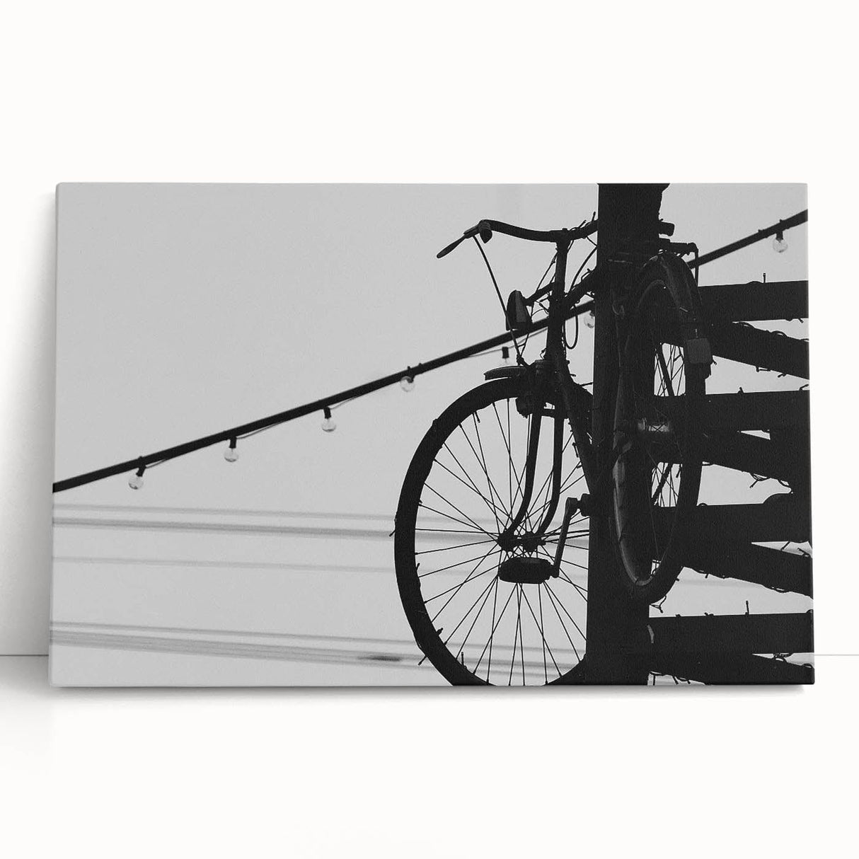 Modern Urban Landscape Art – Black and White Bicycle Scene