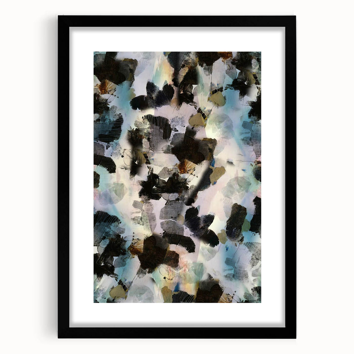 Textured Energy – Black & Teal Earthen Harmony Abstracts Print