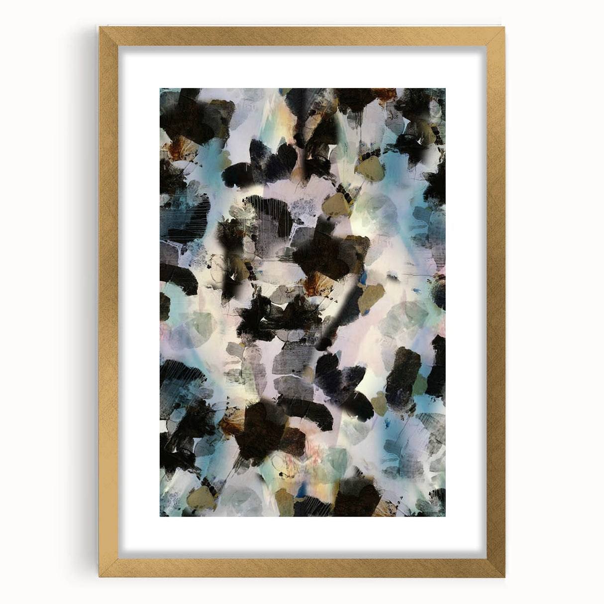 Textured Energy – Black & Teal Earthen Harmony Abstracts Print
