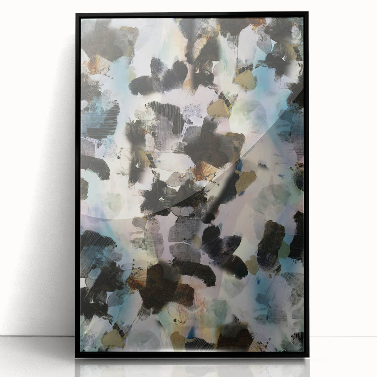 Textured Energy – Black & Teal Earthen Harmony Abstracts Print