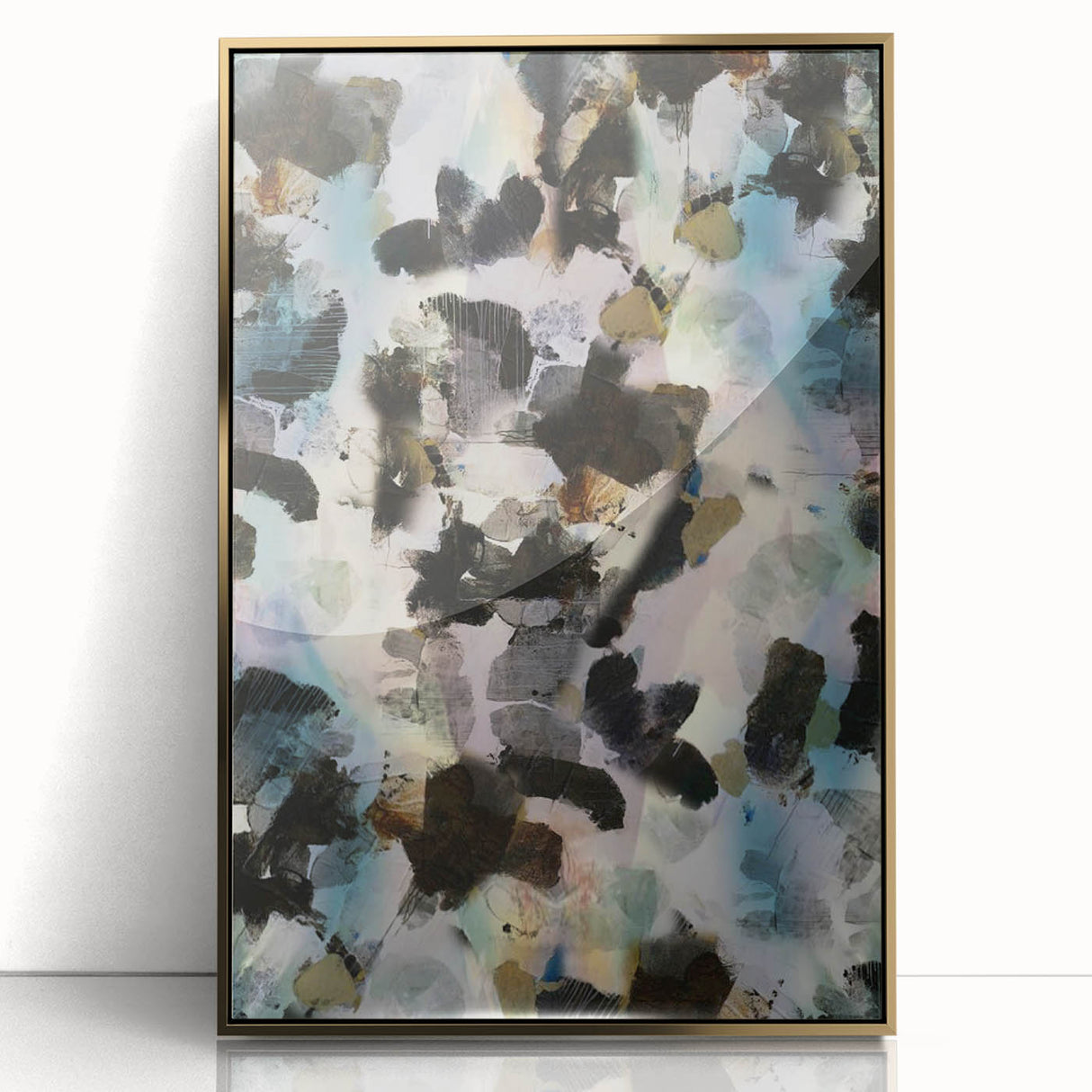Textured Energy – Black & Teal Earthen Harmony Abstracts Print