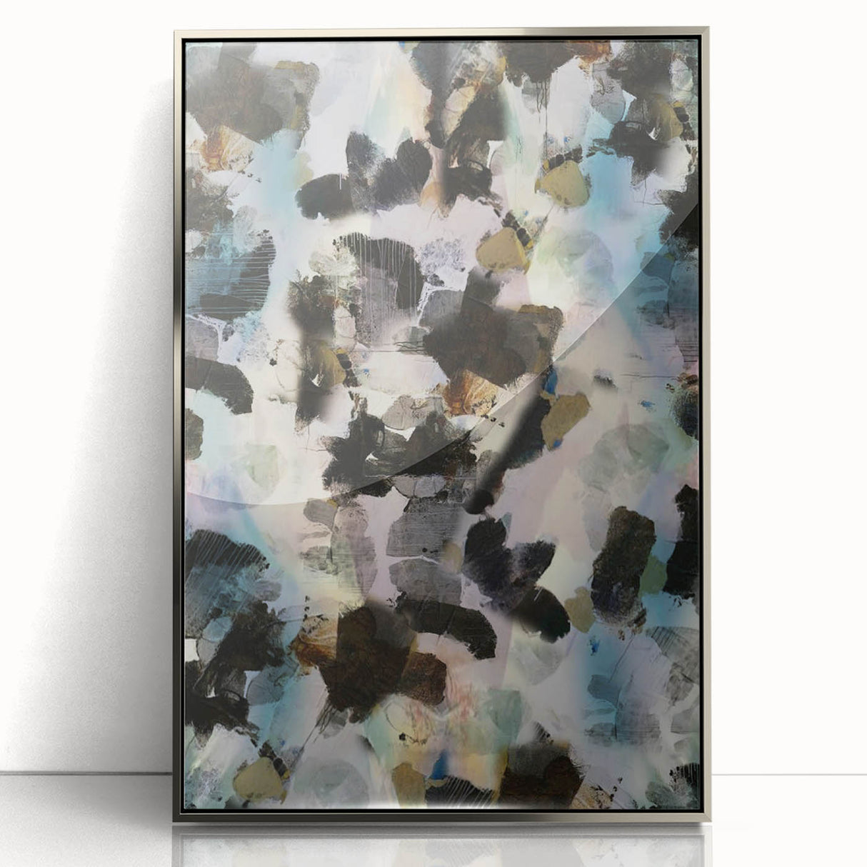 Textured Energy – Black & Teal Earthen Harmony Abstracts Print