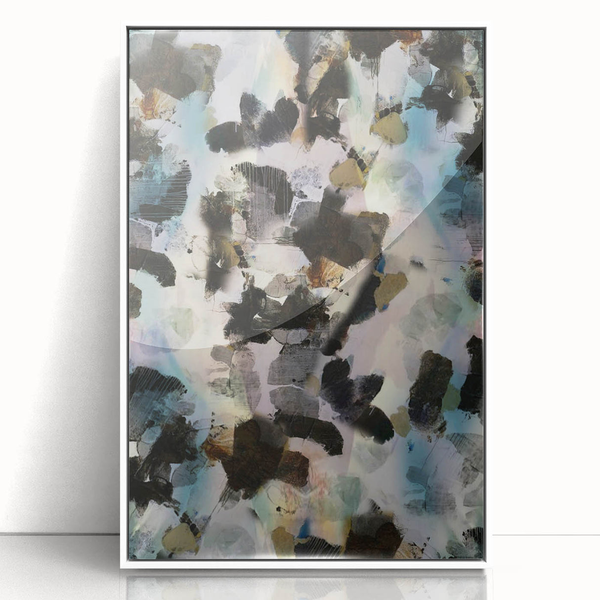 Textured Energy – Black & Teal Earthen Harmony Abstracts Print