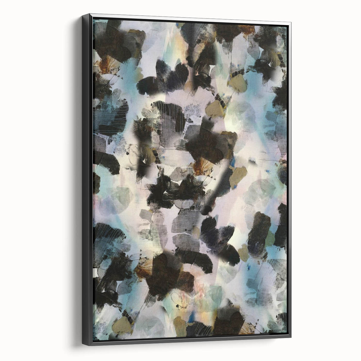 Textured Energy – Black & Teal Earthen Harmony Abstracts Print