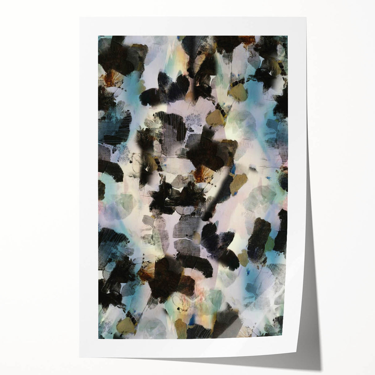 Textured Energy – Black & Teal Earthen Harmony Abstracts Print
