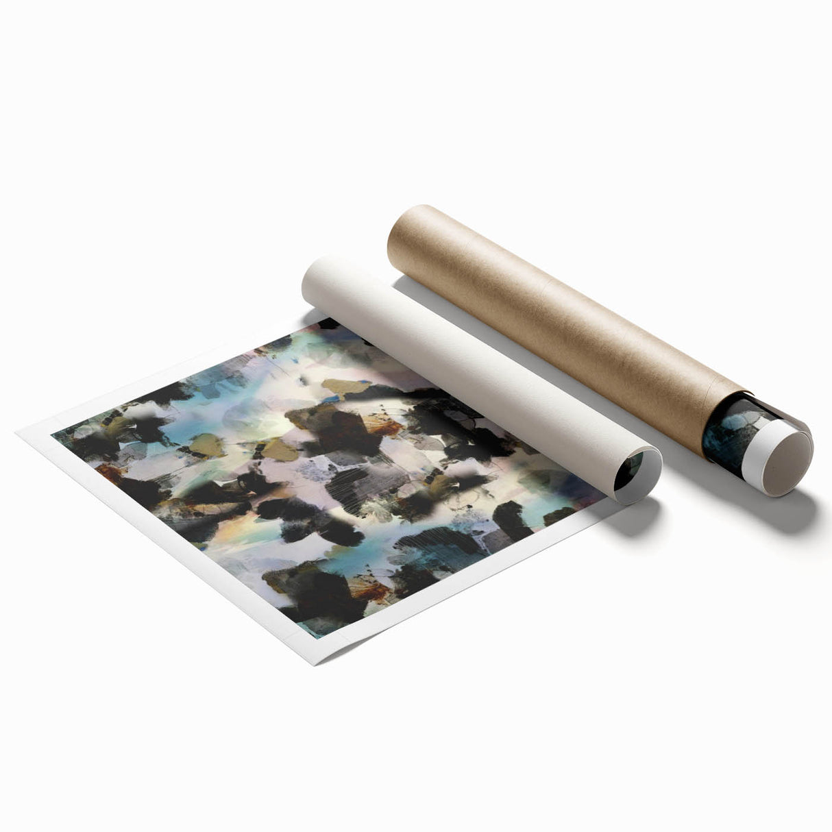 Textured Energy – Black & Teal Earthen Harmony Abstracts Print