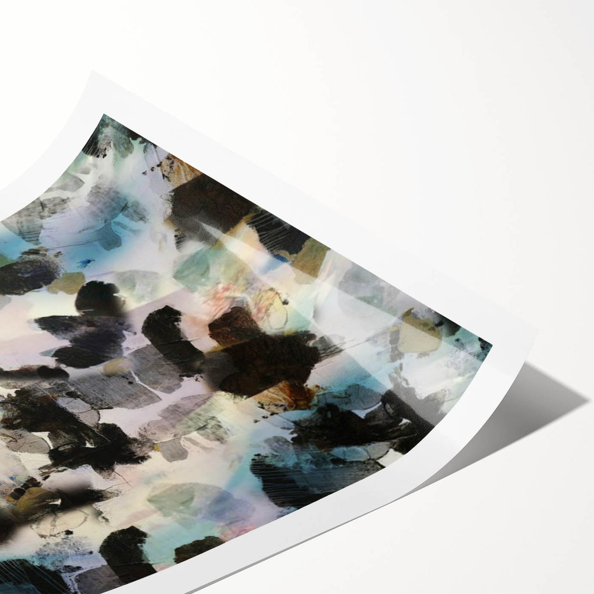 Textured Energy – Black & Teal Earthen Harmony Abstracts Print