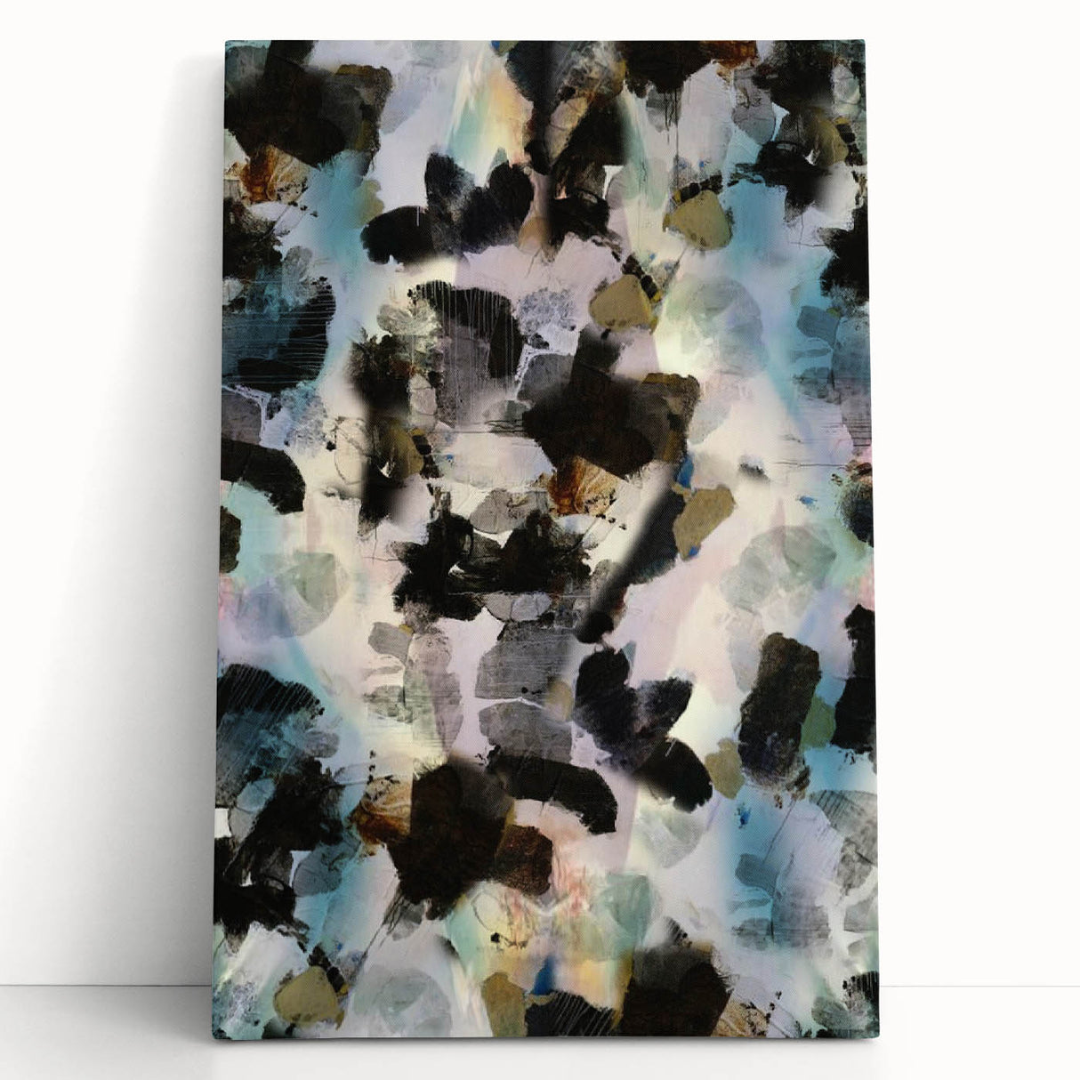 Textured Energy – Black & Teal Earthen Harmony Abstracts Print