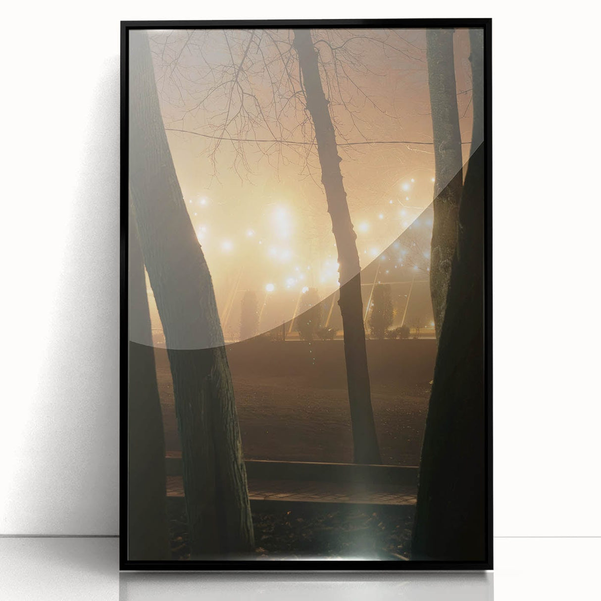 Contemporary City Wall Decor – Misty Park Lights Urban Print