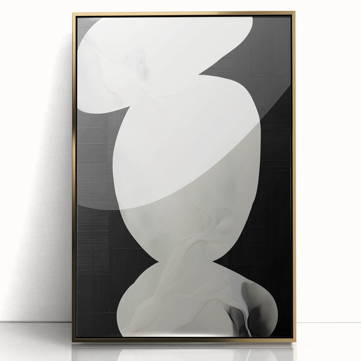 Earth Tone Art – Black and White Minimalist Abstract Canvas Print