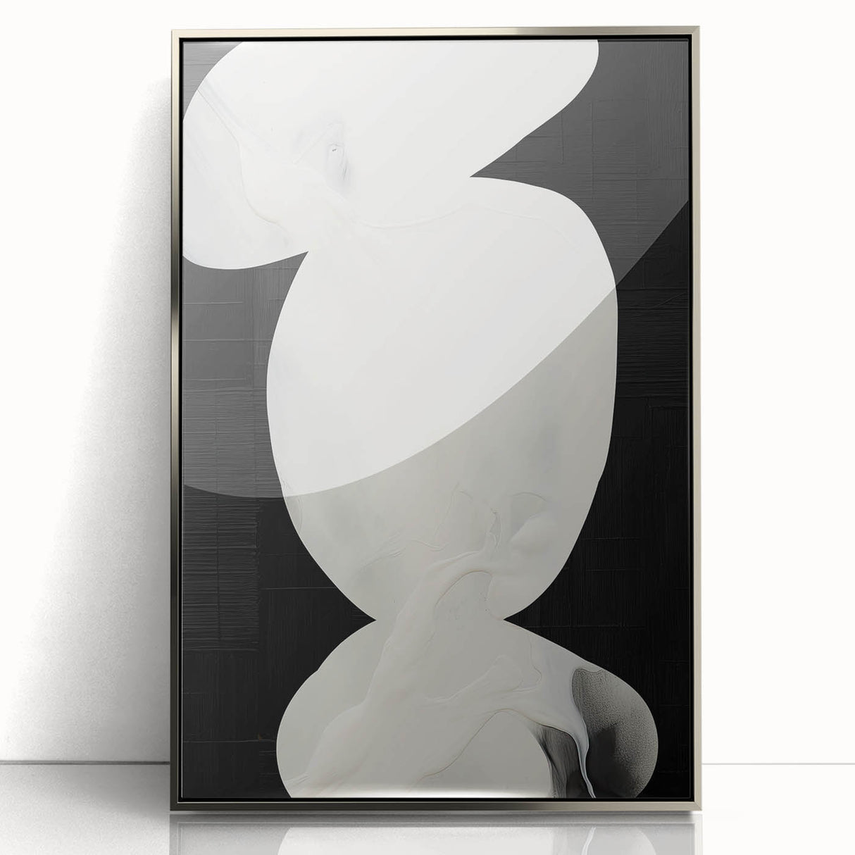 Earth Tone Art – Black and White Minimalist Abstract Canvas Print