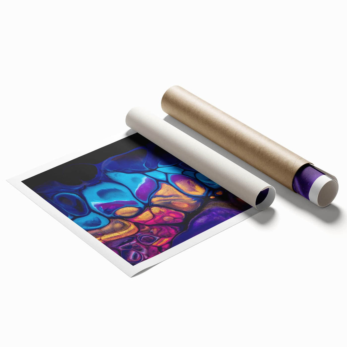 Contemporary Fluid Art Pieces – Blue, Gold & Purple Fusion