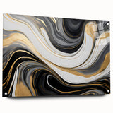 Exclusive Modern Abstract Art – Black, White & Gold Luxury Print