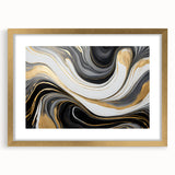 Exclusive Modern Abstract Art – Black, White & Gold Luxury Print