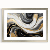 Exclusive Modern Abstract Art – Black, White & Gold Luxury Print
