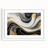 Exclusive Modern Abstract Art – Black, White & Gold Luxury Print