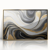 Exclusive Modern Abstract Art – Black, White & Gold Luxury Print