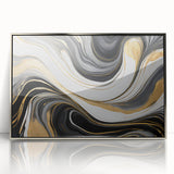 Exclusive Modern Abstract Art – Black, White & Gold Luxury Print